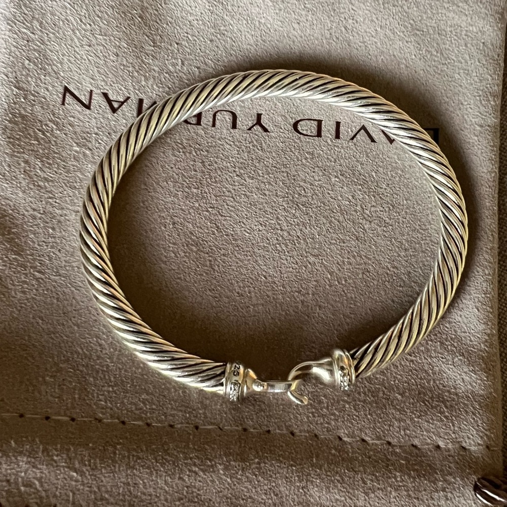 David Yurman diamond buckle bracelet, 3mm, medium